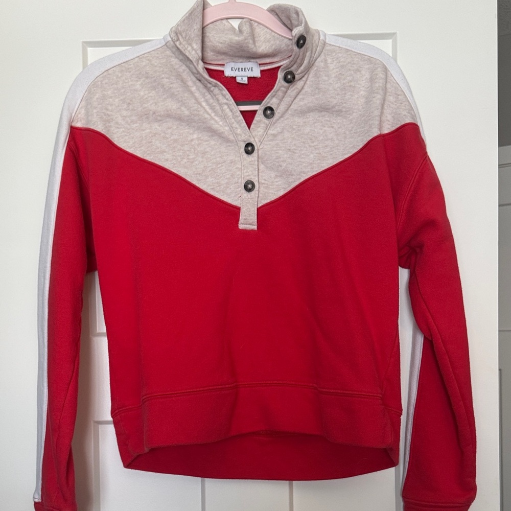 Evereve Red and Cream Button-Up Top